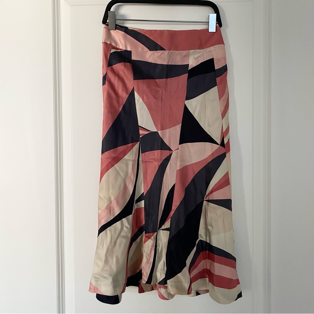 Theory Silk Abstract Midi Skirt